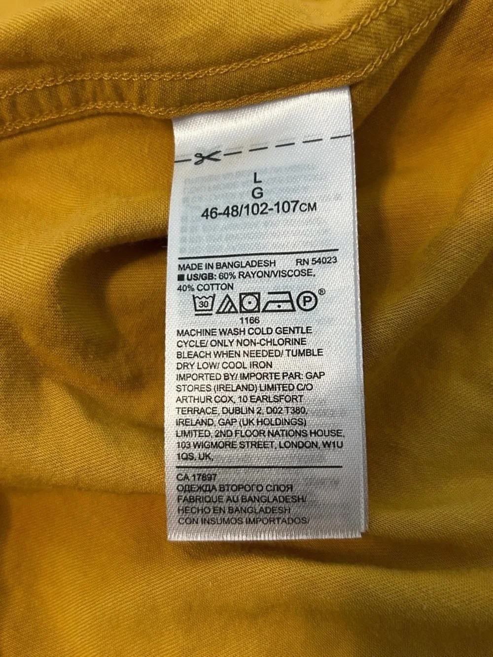 Banana Republic Men's L Mustard Yellow Button-Up Long Sleeve Shirt Slim Summer
